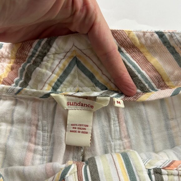 Sundance Neutral Striped Cotton Wide Leg Lounge Pant M - Picture 3 of 5